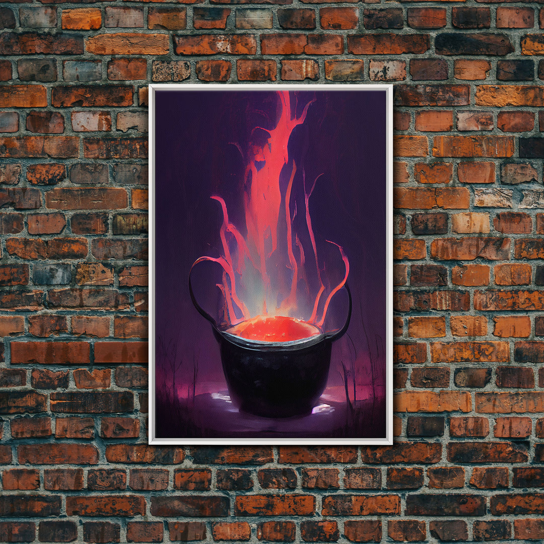 Spooky Witch's Cauldron Canvas Print, Halloween wall art, spooky home decor