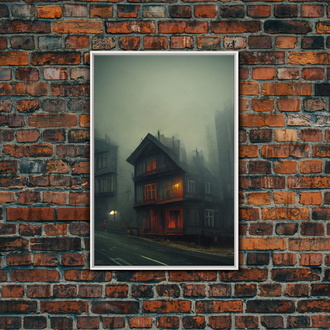 Spooky gloomy wall art, haunted house art, canvas print