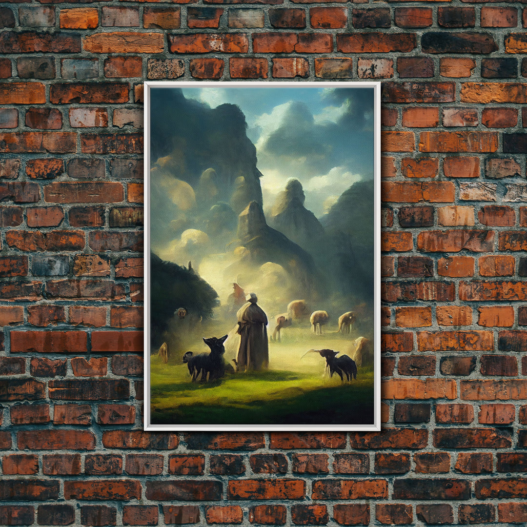 The shepherd and his flock, canvas print