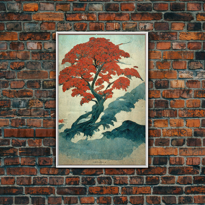 Japanese maple tree, fine art print, poster art, Vintage Japanese style wall art