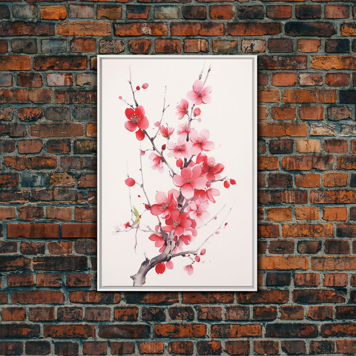 Cherry Blossom, Pink Flowers, Floral Wall Art, Nature Art, Canvas Print, Wall Art, Vertical Art, Housewarming Gift, Country Home Wall Art