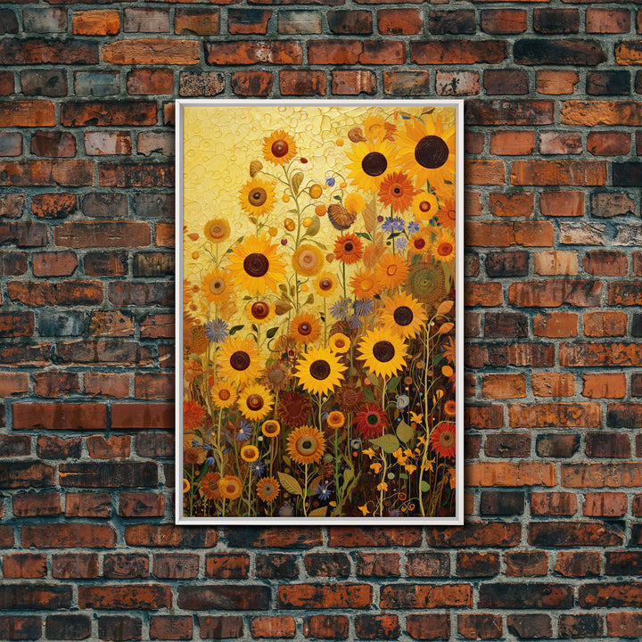 Sunflowers Wall Art, Flower Wall Print, Yellow Flowers, Nature Print, Wildflowers Art, Canvas Print, Wall Art, Vertical Art, Southern Decor