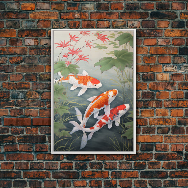 Fish Painting, Zen Wall Art, Koi Fish Wall Art, Fish Wall Art, Canvas Print, Wall Art, Vertical Art, Southern Decor, Office Wall Decor