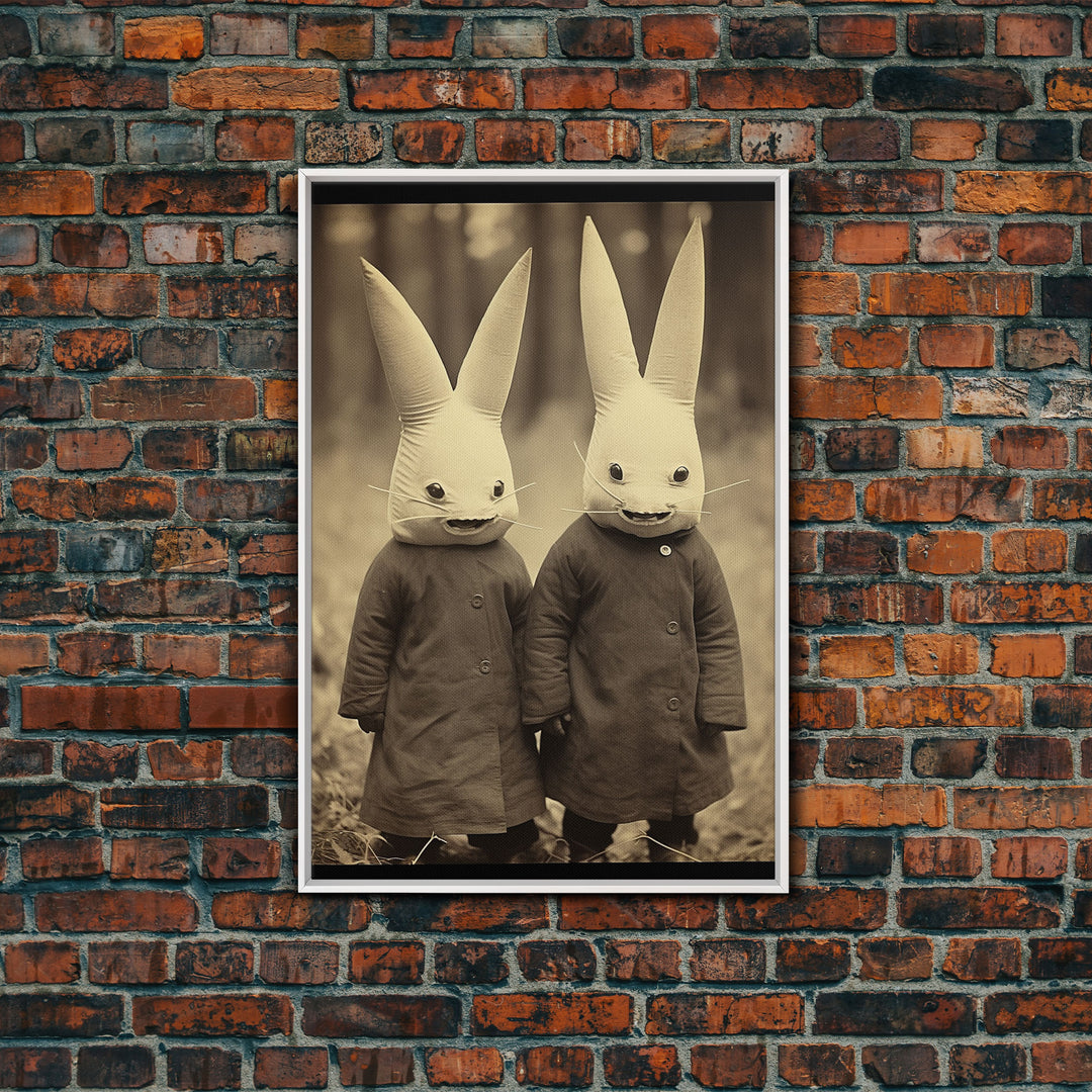 The Bunny Boys, Spooky Halloween Art, Scary Wall Decor, Spooky / Creepy Halloween Decor, Thought Provoking Haunted Art