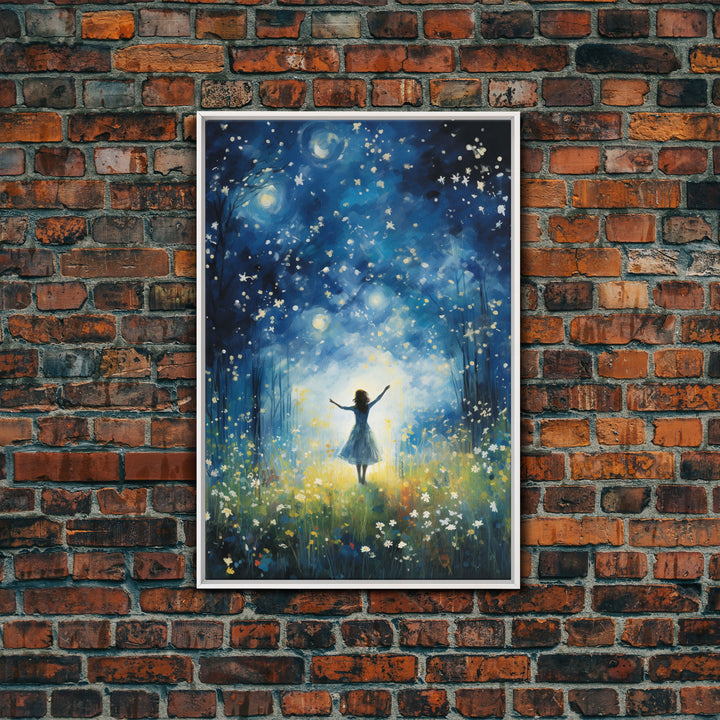 Firefly Art, Fantasy Art, Girl In Forest, Teen Girl Room Decor, Canvas Print, Wall Art, Vertical Print, Unique Wall Decor, Engagement Gift