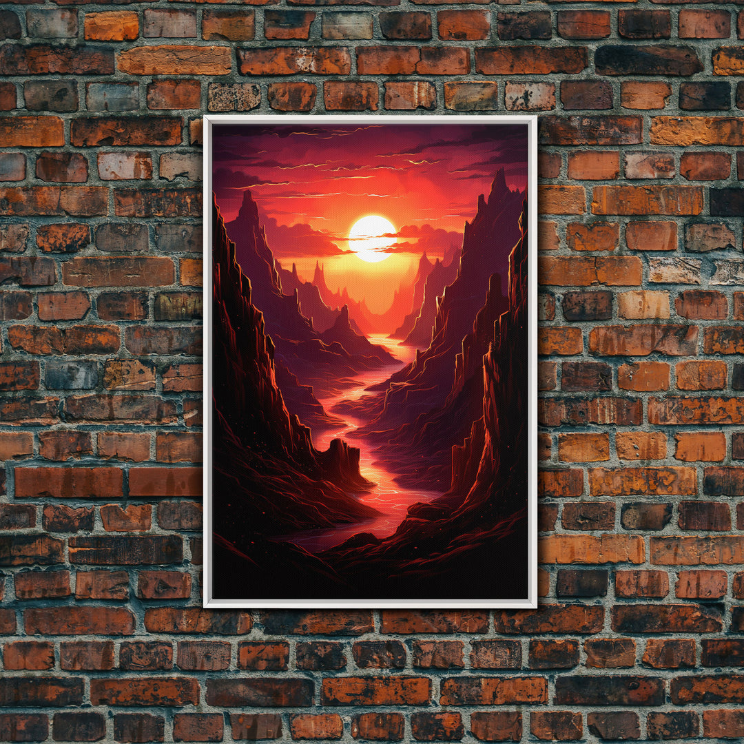 Sunset Wall Art, Fantasy Artwork, River Wall Print, Landscape Wall Art, Canvas Print, Wall Art, Vertical Art, Ranch Decor, Farmhouse Art