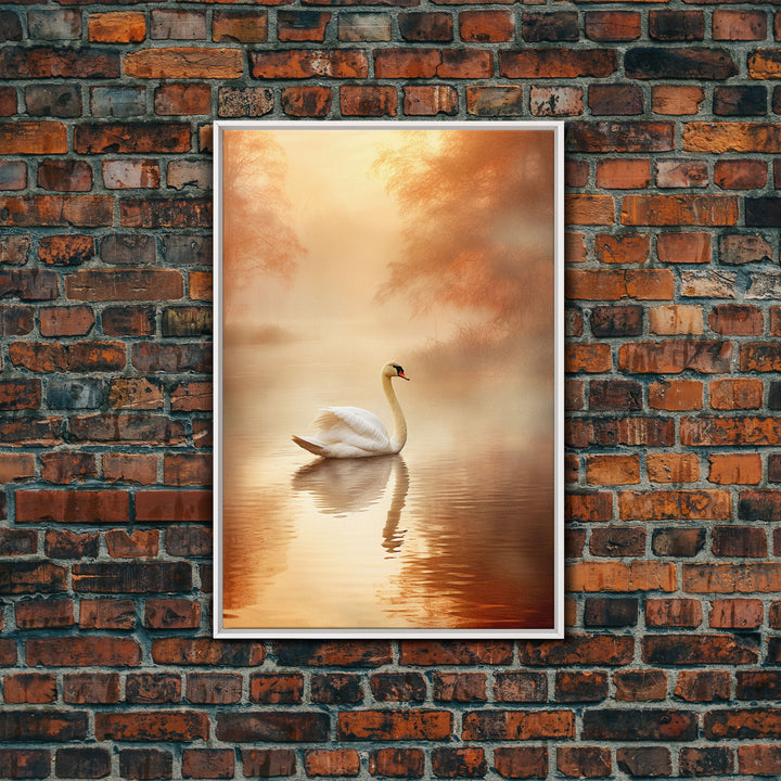 Lake Art Print, Swan Print, Bird Art, Animal Wall Art, Canvas Print, Wall Art, Vertical Art, Wedding Gift, Modern Office Art, Indie Room Art