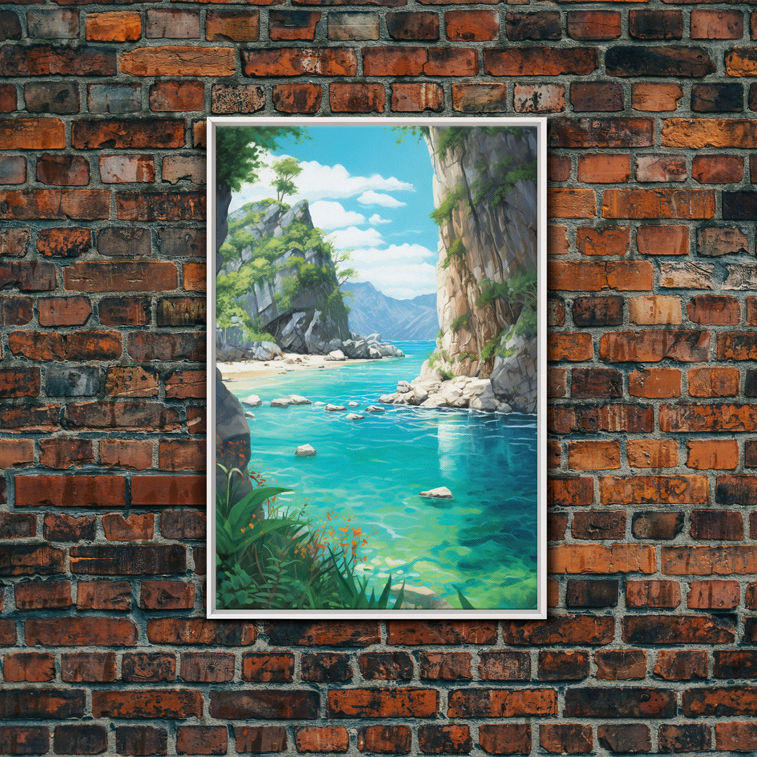 Beach Cove Wall Art, Ocean Print, Seashore Wall Art, Canvas Print, Wall Art, Vertical Art, Seascape Art Print, College Dorm Decor, RV Decor