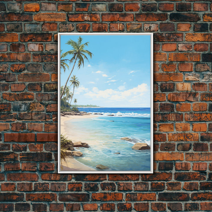 Palm Trees Wall Print, Seashore Wall Art, Beach Wall Art, Tropical Art, Canvas Print, Wall Art, Vertical Art, Bedroom Prints, Travel Print