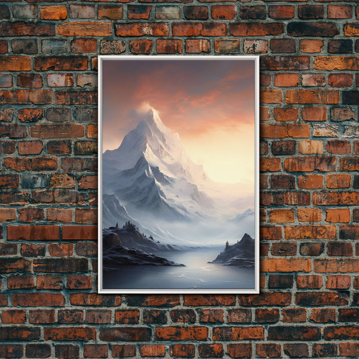 Winter Landscape, Mountains Wall Print, Sunset Wall Art, Canvas Print, Wall Art, Vertical Art, Engagement Gift, Camper Wall Decor, Room Art