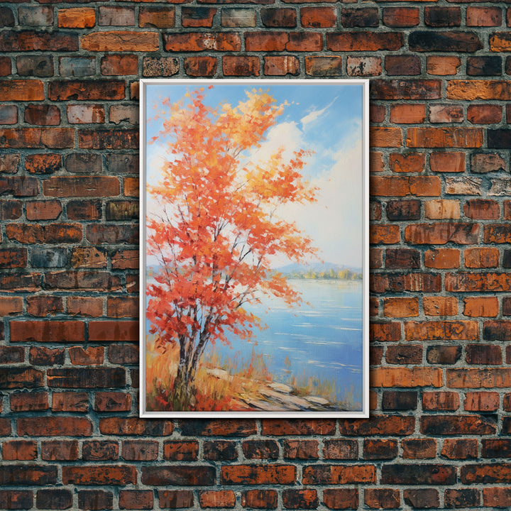 River Wall Art, Fall Art, Trees Wall Art, Landscape Art, Sunset Wall Art, Canvas Print, Wall Art, Vertical Art, Home Wall Decor, Office Art