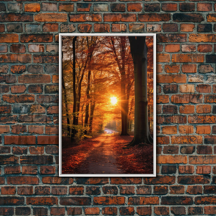 Fall Forest Art, Trees Art Print, Nature Wall Art, Sunset Art, Canvas Print, Wall Art, Vertical Art, Dining Room Prints, Hostess Gift