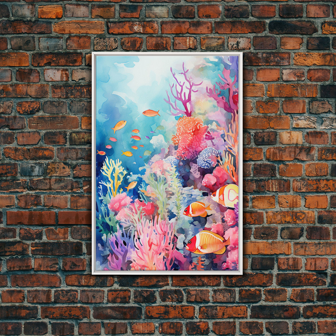 Ocean Nursery Art, Under The Sea, Canvas Print, Wall Art, Vertical Art, Nautical Nursery Art, Thank You Gift, Modern Home Decor, Home Decor