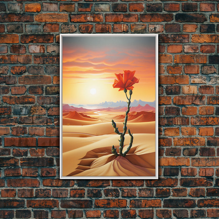 Desert Art Print, Cactus Wall Art, Landscape Art, Sunset Wall Art, Canvas Print, Wall Art, Vertical Art, Unique Wall Decor, Ranch Decor