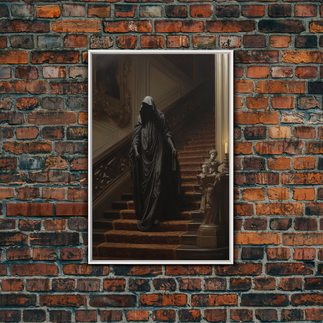 The Phantom, Gothic Halloween Decor, Framed Canvas Print, Scary Horror Art, Goth Decor, Moody Oil Painting, Dark Academia