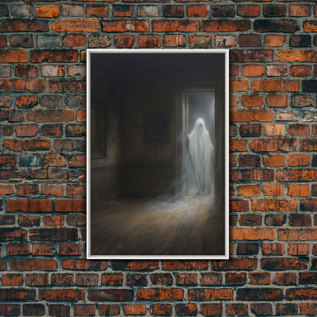 The Ghost In The Doorway, Macabre Halloween Decor, Halloween Poster / Canvas Print, Framed Wall Art, Dark Academia Goth Art