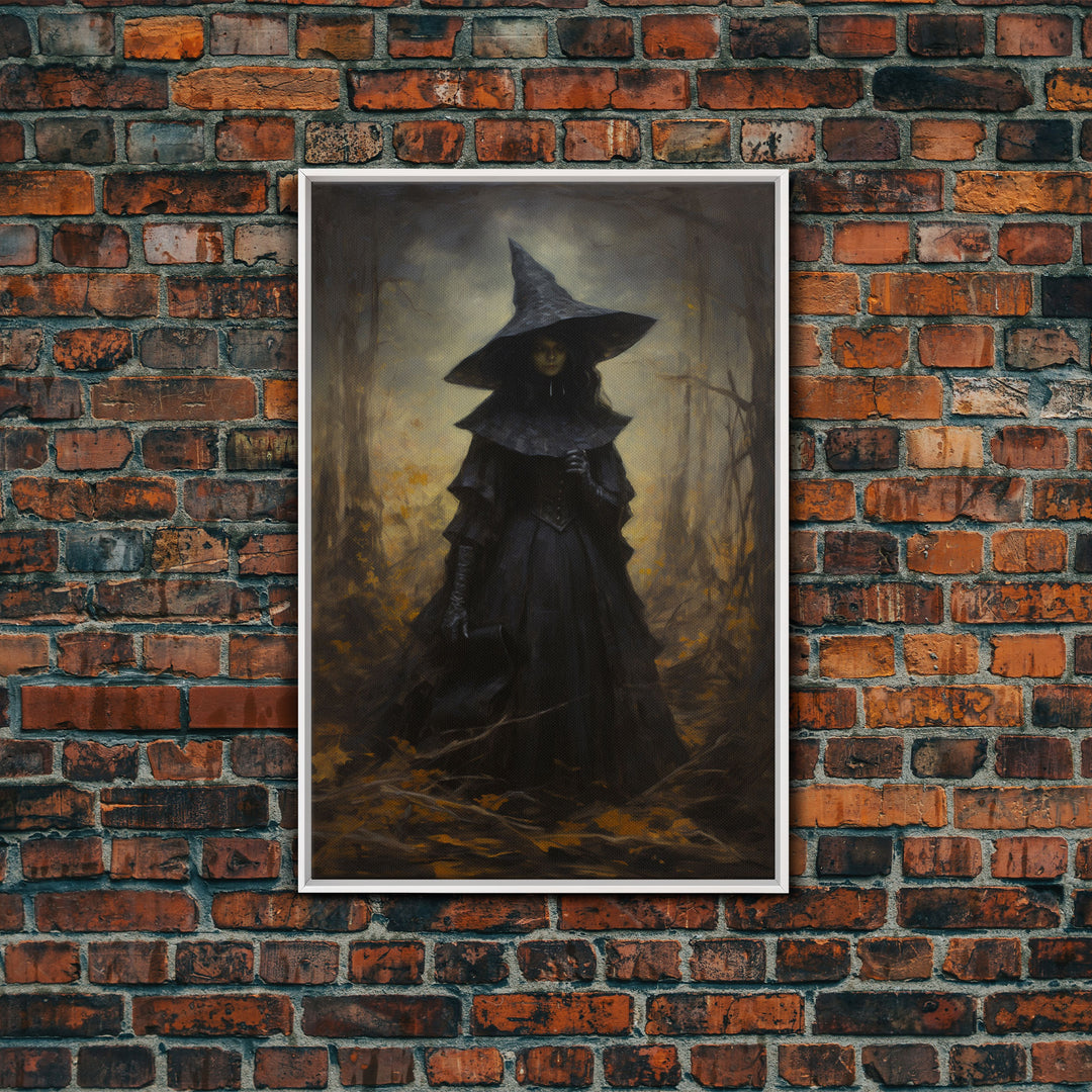 Gothic Witch Art, Framed Halloween Canvas, Canvas Print, Spooky Halloween Wall Art, Halloween Decoration, Witchy Decor