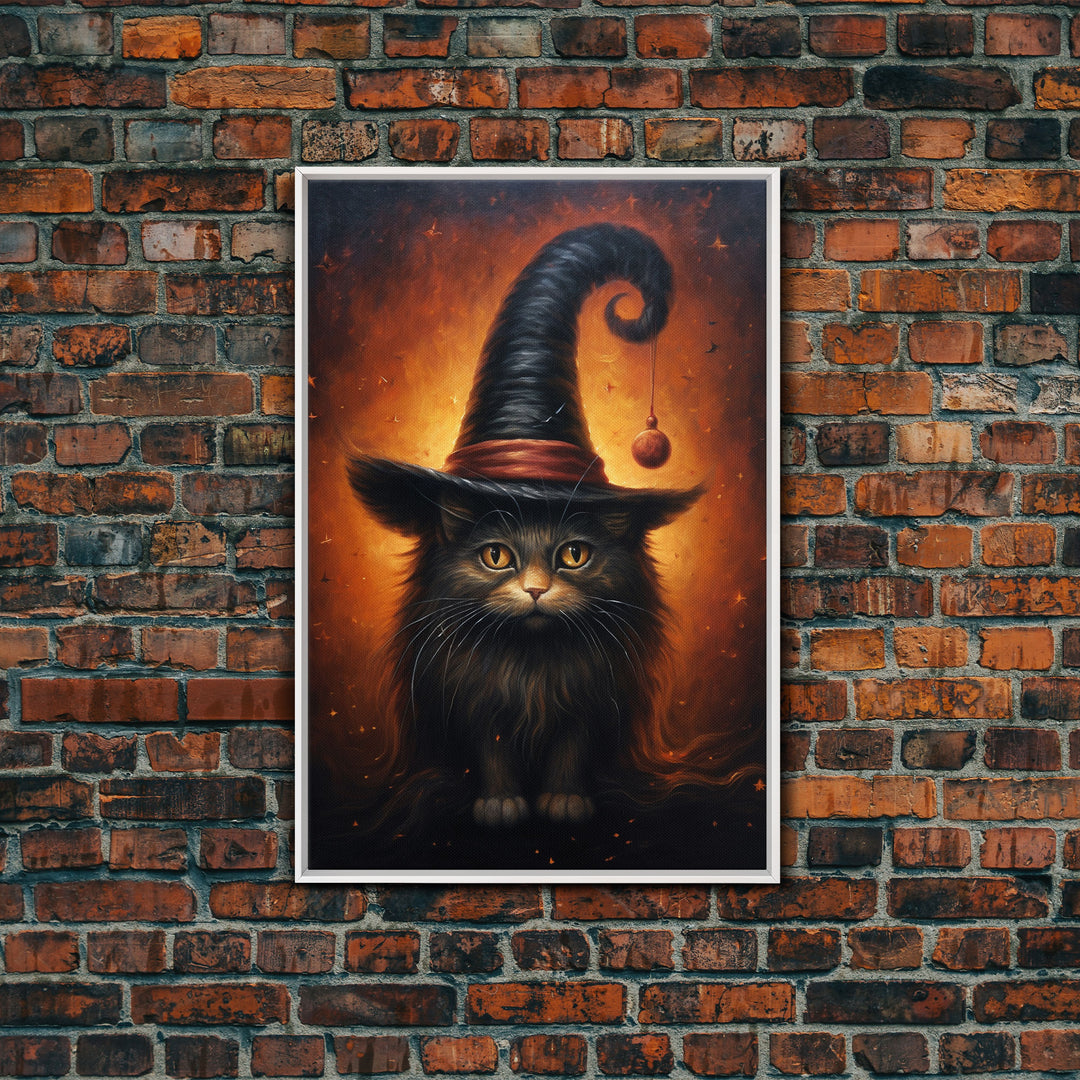 Cute Witch's Familiar Cat Halloween Art, Cat Witch, Cat Painting, Cute Cat Print, Halloween Decor