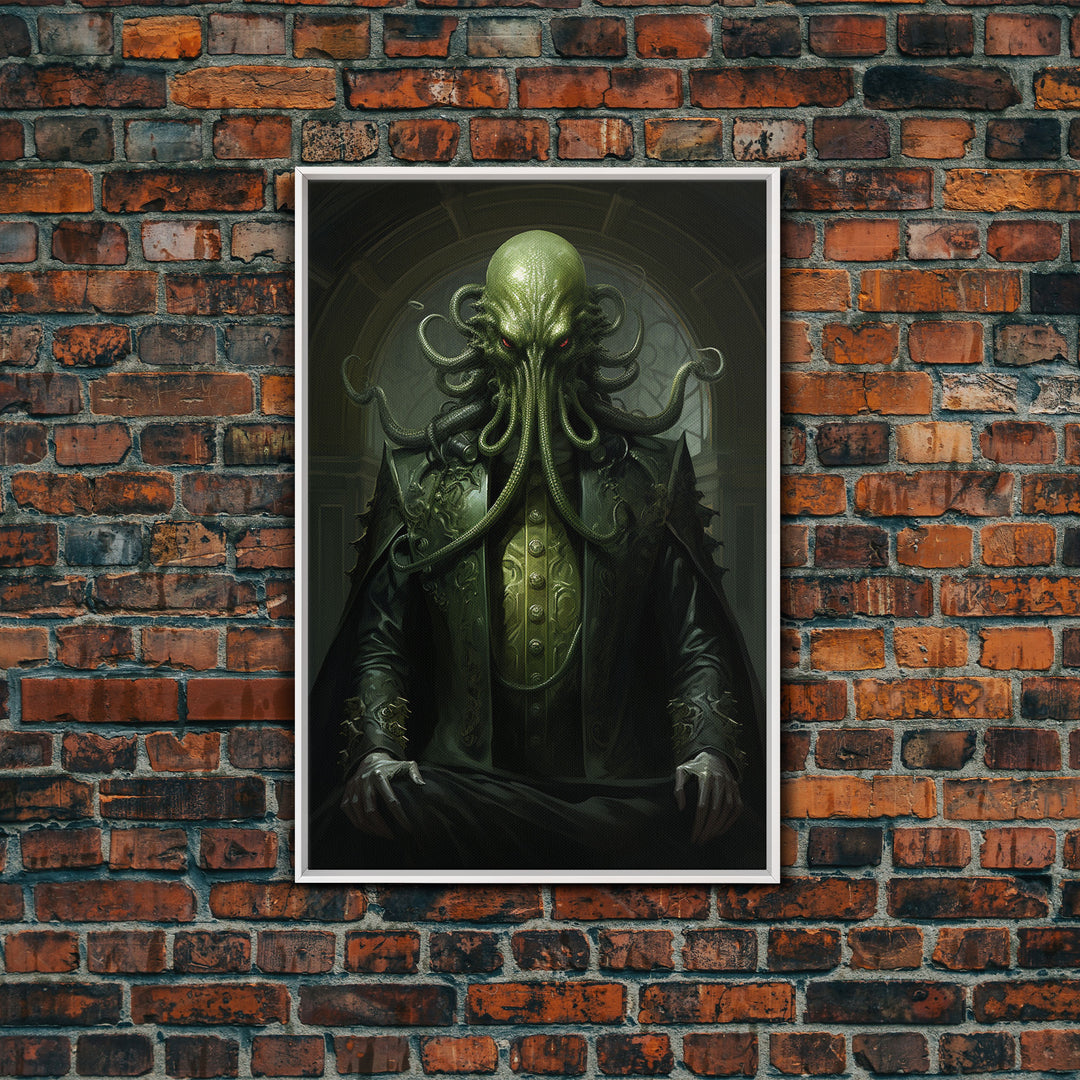 The Demon Cthulhu, Gothic Art, Framed Canvas Print, Halloween Decor, The Gentleman Cthulhu, Goth Art, Demonic Halloween Decor