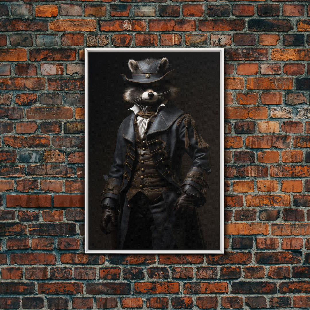 Funny Raccoon Art, Framed Canvas Print Or Poster, Funny Halloween Art, Victorian Raccoon Oil Painting Portrait