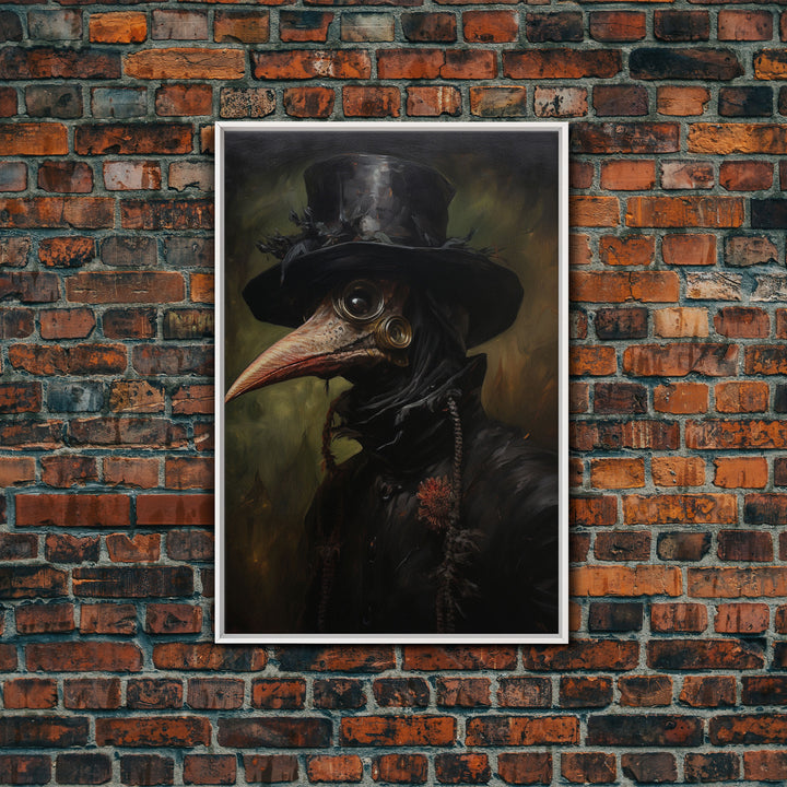 Vintage Plague Doctor Print, Vintage Canvas, Art Canvas Print, Dark Academia, Gothic Plague Doctor, Gothic Victorian Art, Framed Canvas