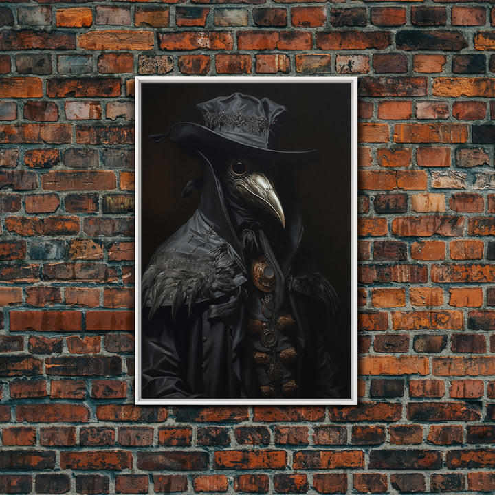 Gothic Plague Doctor Print, Vintage Canvas, Art Canvas Print, Dark Academia, Gothic Plague Doctor, Gothic Victorian Art, Framed Canvas