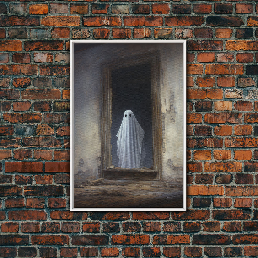 The Ghost In The Mirror, Framed Canvas or Canvas Print, Gothic Victorian Halloween Painting, Cool Halloween Decor, Dark Academia