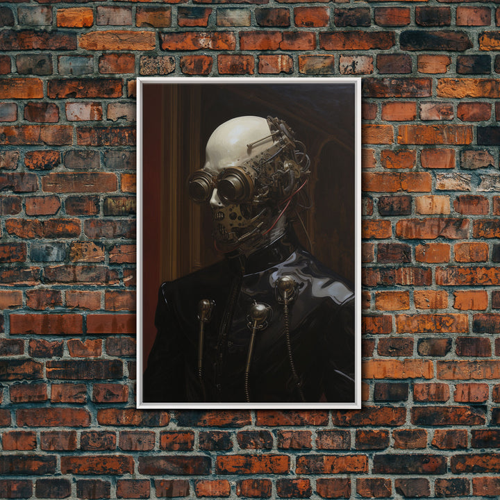 Halloween Cyborg, Creepy Art, Framed Canvas Print, Spooky Home Decor, Halloween Wall Art, Halloween Decorations, Scary Art