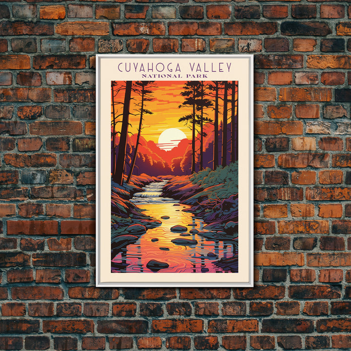 Cuyahoga Valley National Park Ohio Travel Art, National Park Print, Minimalist Travel Art, Midcentury Modern Style Landscape Painting