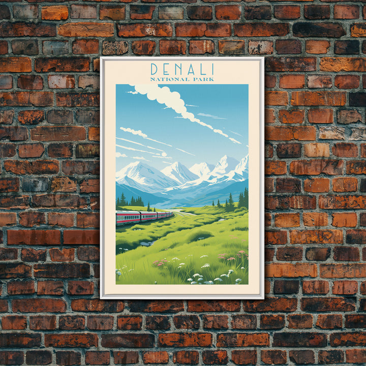 Denali National Park Travel Poster Print, Canvas Print Wall Art, Alaska Travel Art, Midcentury Modern Travel Decor, MCM Wall Art