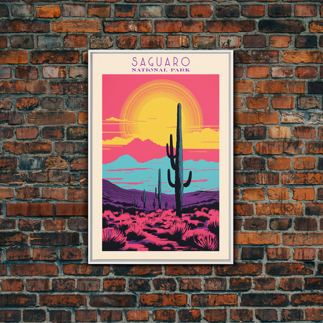 Saguaro National Park Arizona Travel Art, National Park Print, Minimalist Travel Art, Midcentury Modern Style Landscape Painting