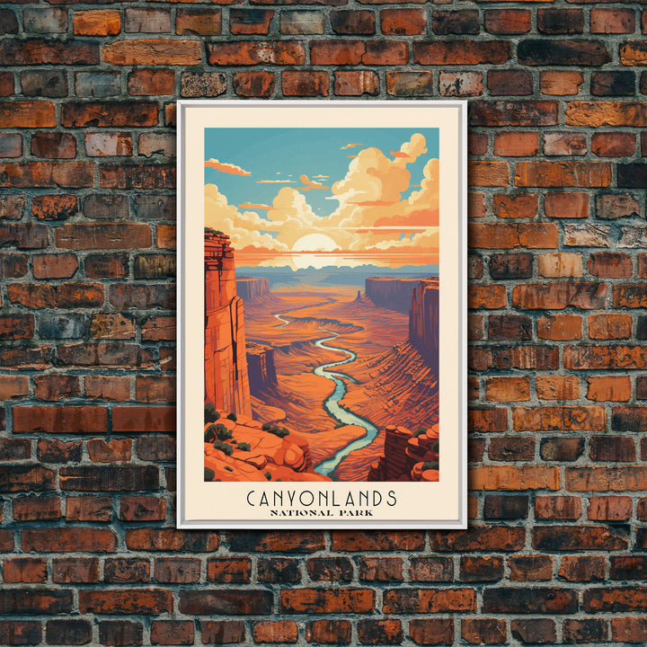 Canyonlands National Park Utah Travel Art, National Park Print, Minimalist Travel Art, Midcentury Modern Style Landscape Painting