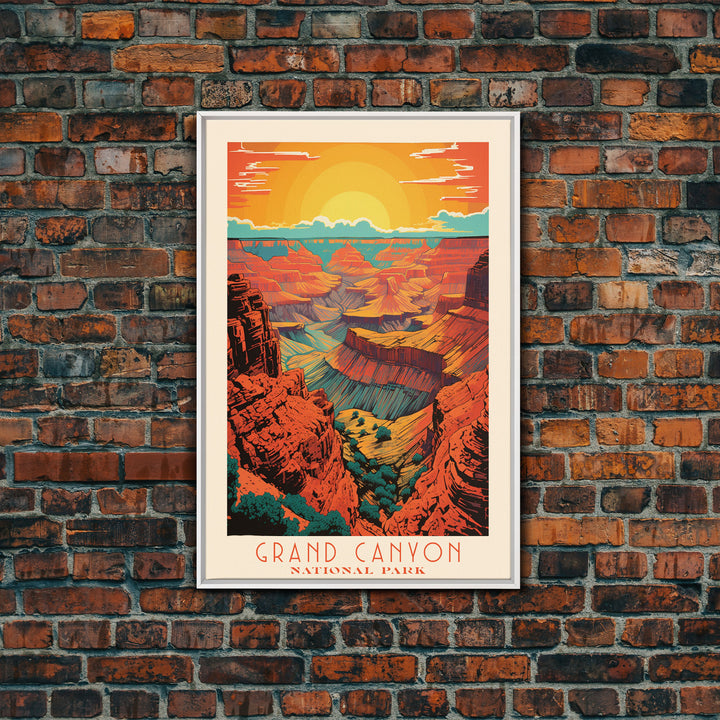 Grand Canyon National Park Travel Poster Art, Canvas Print Wall Art, Arizona Travel Art, Midcentury Modern Travel Decor, MCM Wall Art