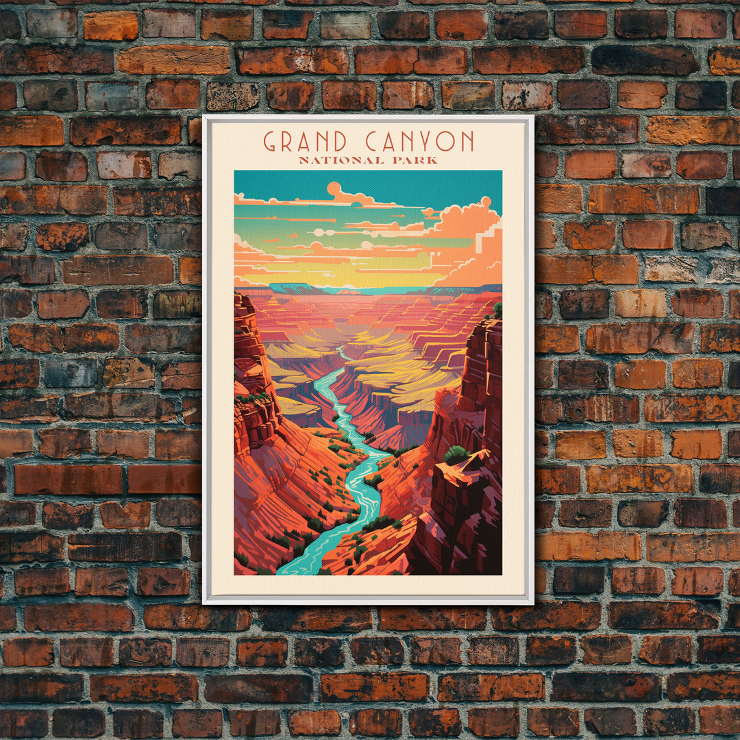 Grand Canyon National Park Travel Poster Art, Canvas Print Wall Art, Arizona Travel Art, Midcentury Modern Travel Decor, MCM Wall Art