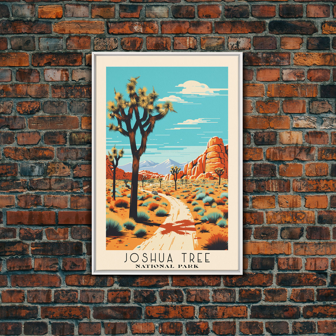 Joshua Tree National Park, California Travel Art, National Park Print, Minimalist Travel Art, Midcentury Modern Retro Style Landscape