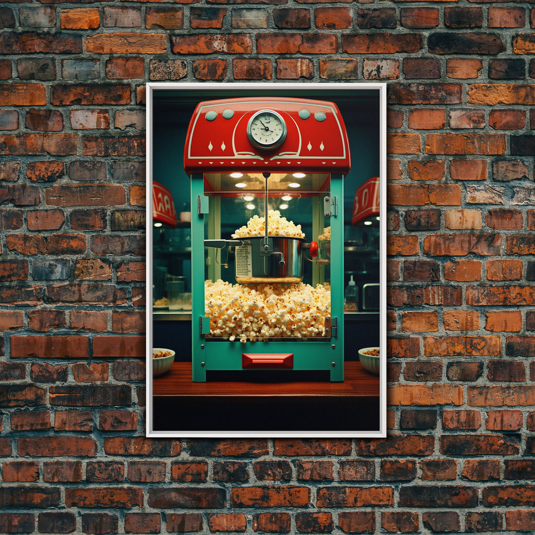 Popcorn Machine, Game Room Wall Art, Movie Wall Art, Canvas Print, Wall Hanging, Portrait Art, New Homeowner Gift, Dining Room Prints