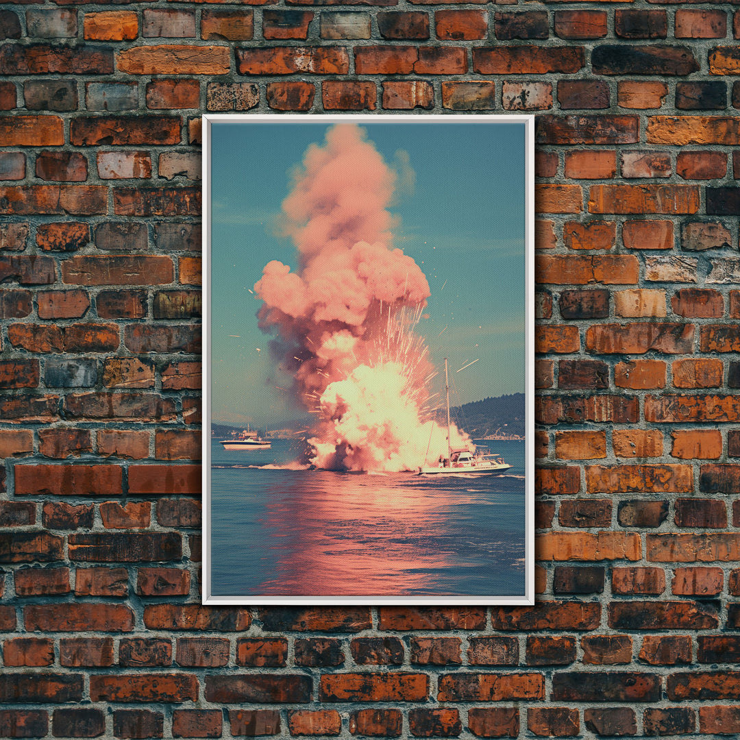 Exploding Boat, Nautical Wall Art, Ocean Wall Art, Canvas Print, Wall Hanging, Portrait Art, Unique Gift, Home Decor Prints, Office Decor