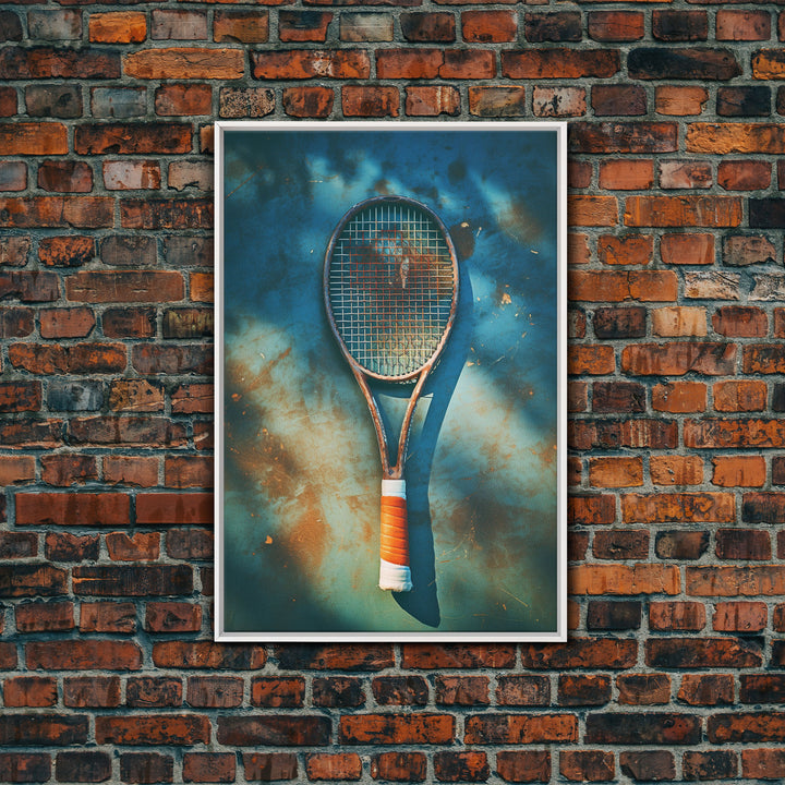 Tennis Racket, Tennis Wall Art, Sports Wall Art, Canvas Print, Wall Hanging, Portrait Art, Tennis Gifts, Preppy Wall Art, Bookshelf Decor