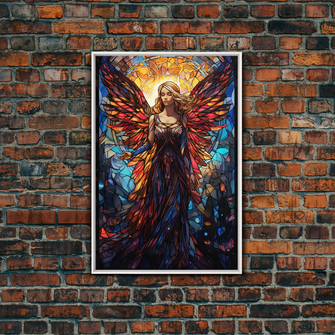 Angel, Fantasy Art, Angel Wings, Canvas Print, Wall Hanging, Portrait Art, Stained Glass Art, Housewarming Gift, Bedroom Teen Girl Art