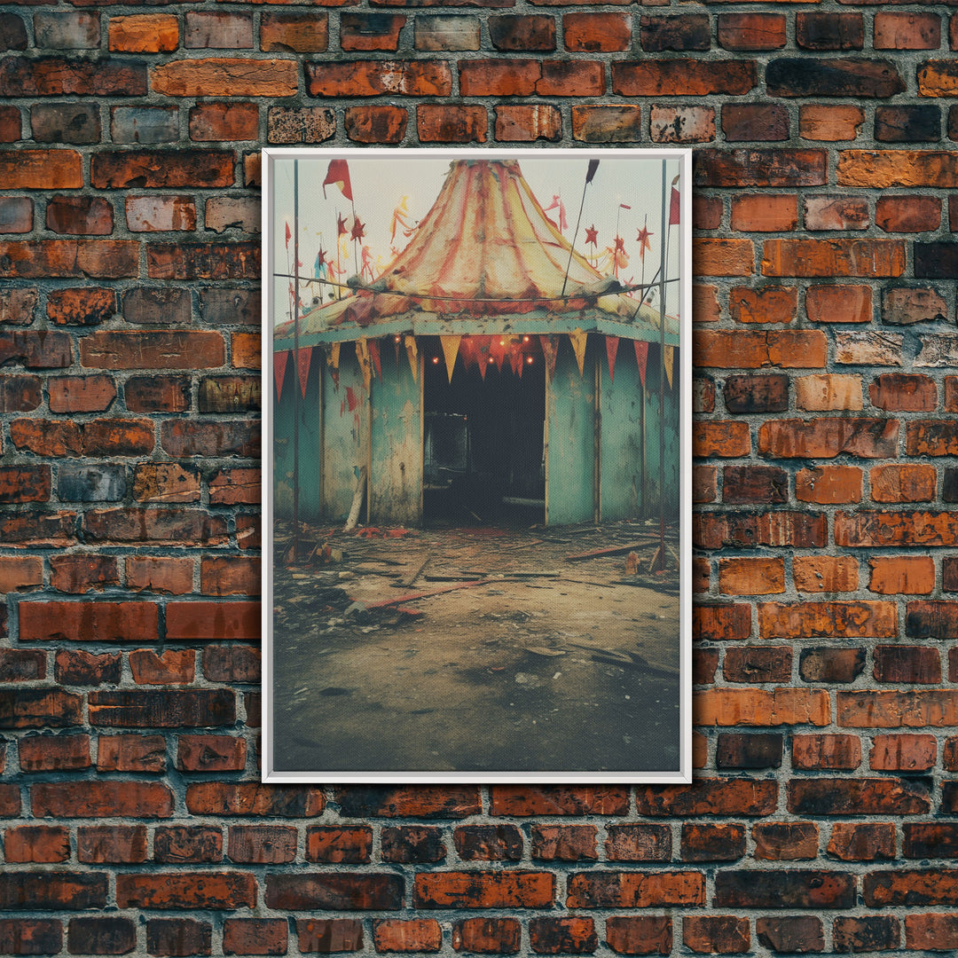 Carnival Art, Circus Tent, Minimalist Art, Canvas Print, Wall Hanging, Portrait Art, Creepy Wall Decor, Spooky Art Print, Modern Prints