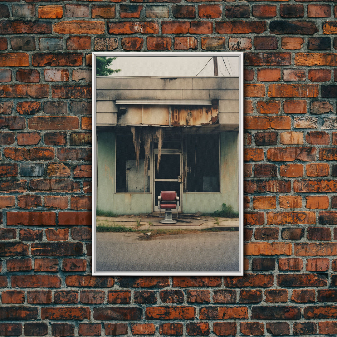 Abandoned Building, Barber Shop Art, Canvas Print, Wall Hanging, Portrait Art, Creepy Wall Decor, Spooky Art Print, Wall Art Prints