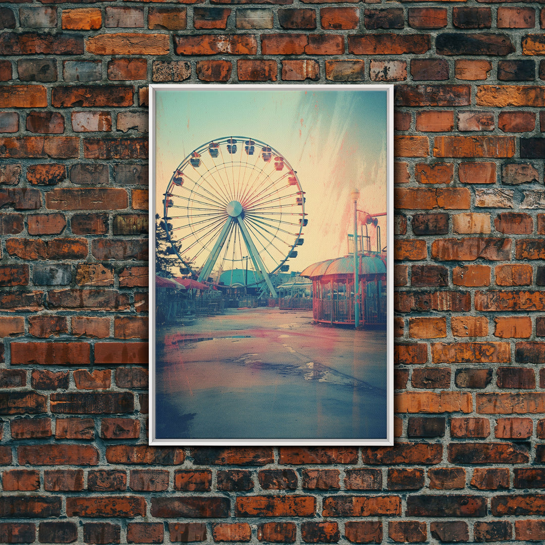 Ferris Wheel, Theme Park, Carnival Rides, Canvas Print, Wall Hanging, Portrait Art, New Homeowner Gift, Modern Home Decor, Bookshelf Decor