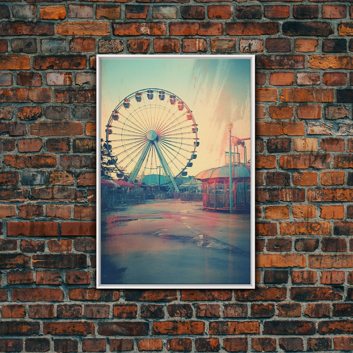 Ferris Wheel, Theme Park, Carnival Rides, Canvas Print, Wall Hanging, Portrait Art, New Homeowner Gift, Modern Home Decor, Bookshelf Decor