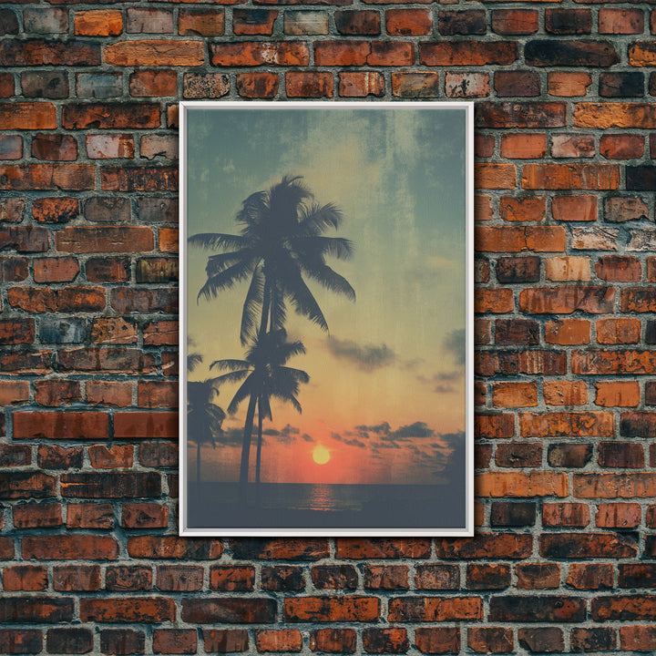 Palm Tree Wall Art, Tropical Wall Art, Beach Wall Art, Canvas Print, Wall Hanging, Portrait Art, Home Wall Decor, Hostess Gift, Office Print