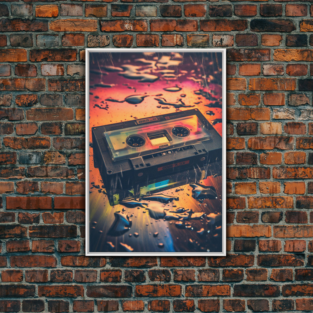 Retro 80s Cassette Tape Art, Framed Canvas Print, Custom Cassette Tape Wall Art, Cassette Tape Decor, Mix Tape Wall Art