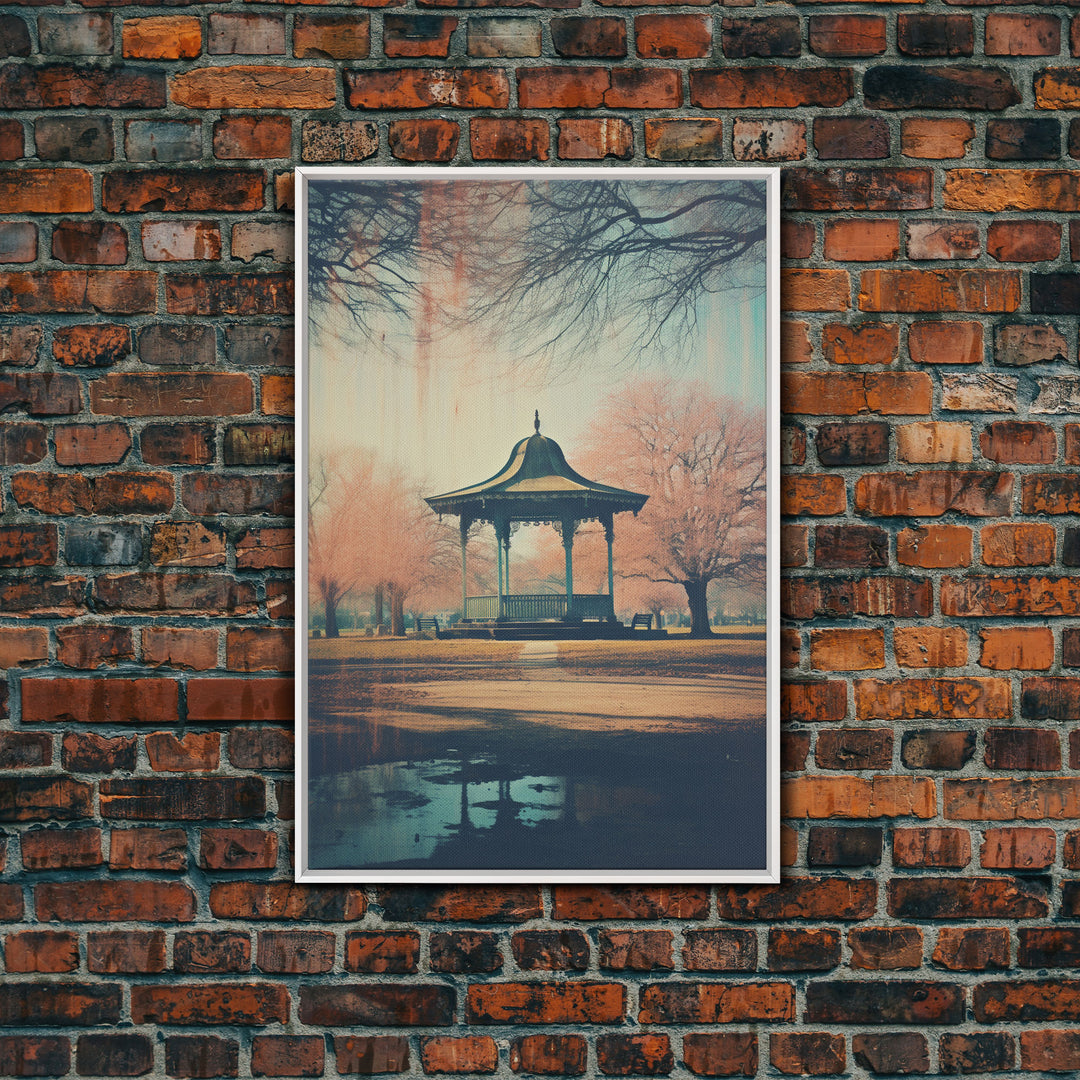 The Gazebo, Framed Canvas Print, Liminal Spaces Photography Print, Unique Wall Art, Gift For Art Lover