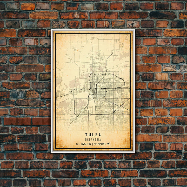 Tulsa Map Art - Oklahoma - Custom Tulsa City Streets Map Print -  University of Tulsa - Home Office Decor Tulsa Map Decor Oklahoma Wall Art