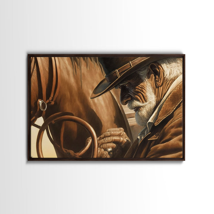 Wild West Cowboy Art, Framed Canvas Print, Cowboy Art Print, Western Art Print, Western Cowboy Gift, Retro Cowboy Decor, Western Cowboy