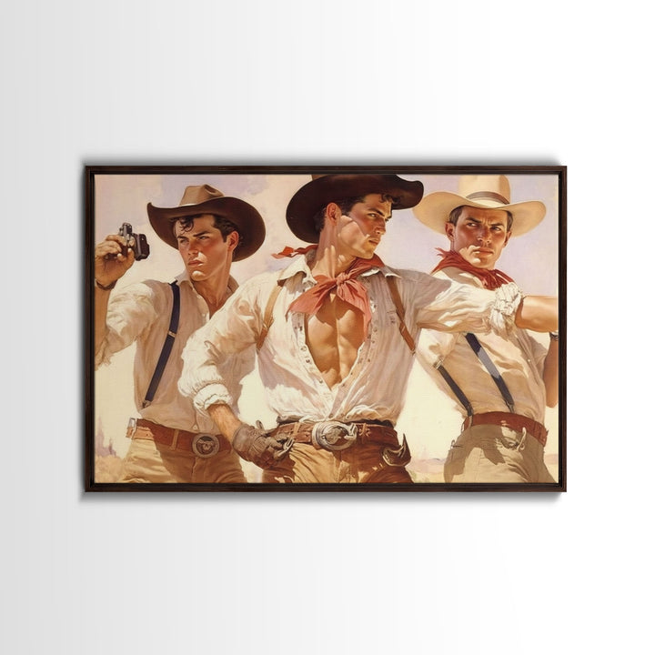 Wild West Cowboy Art, Framed Canvas Print, Cowboy Art Print, Western Art Print, Western Cowboy Gift, Retro Cowboy Decor, Western Cowboy