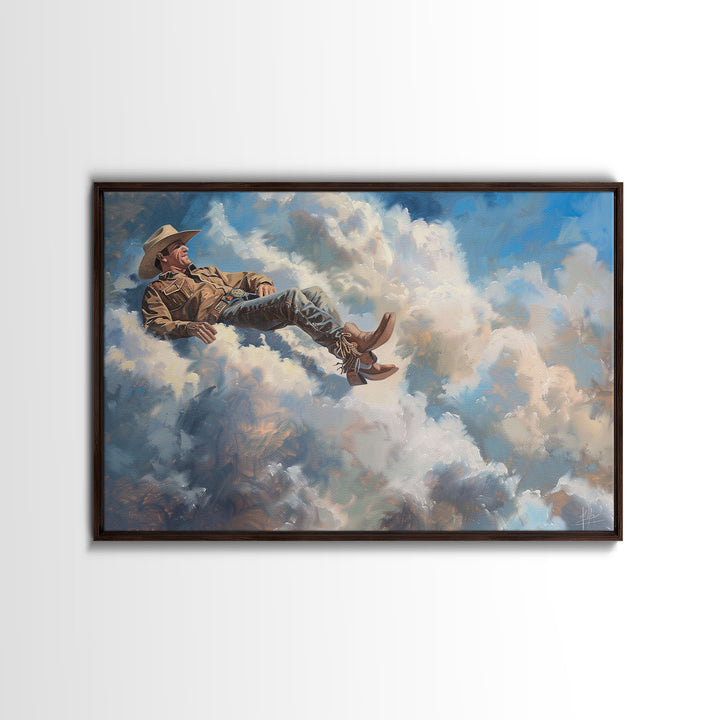 The Heavenly Cowboy | Framed Canvas Print or Metal Art | Wild West Decor | Cottagecore | Southwestern Art Home Decor, Western Wall Decor